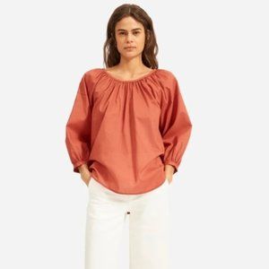 EVERLANE Ruched Air Blouse Burnt Sienna 10